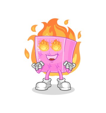the mattress on fire mascot. cartoon vecto