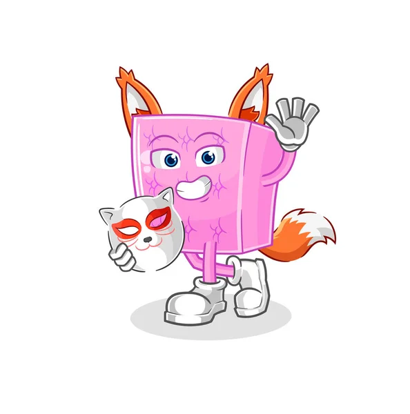 Mattress Japanese Fox Character Cartoon Masco — Stock Vector