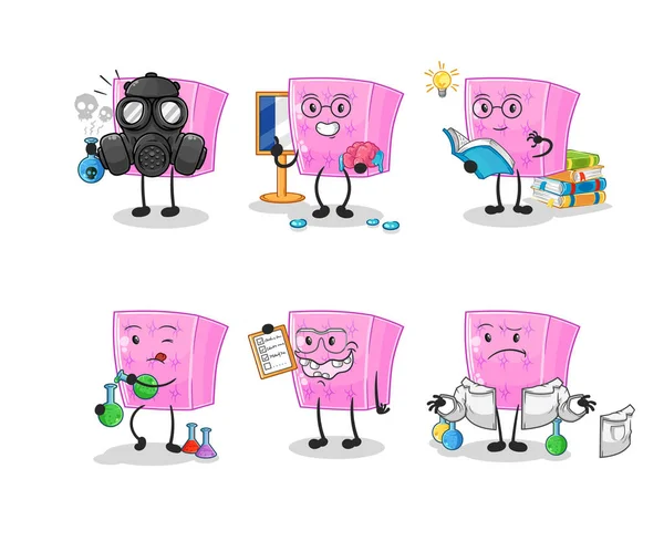Mattress Scientist Group Character Cartoon Mascot Vecto — Stock Vector