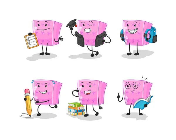Mattress Education Set Character Cartoon Mascot Vecto — Wektor stockowy
