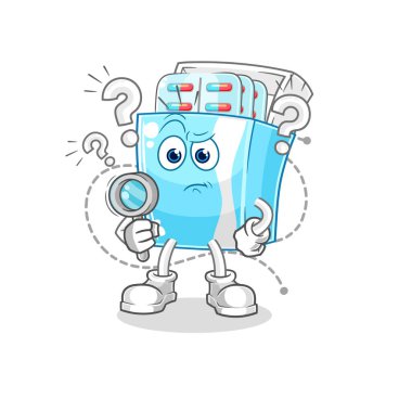 the medicine package searching illustration. character vector