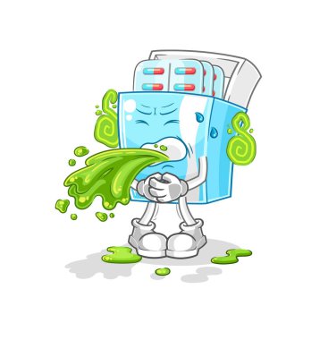 the medicine package throw up cartoon. cartoon mascot vector
