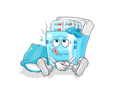 the medicine package sick vector. cartoon character