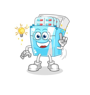 the medicine package got an idea cartoon. mascot vector