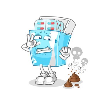 the medicine package with stinky waste illustration. character vector