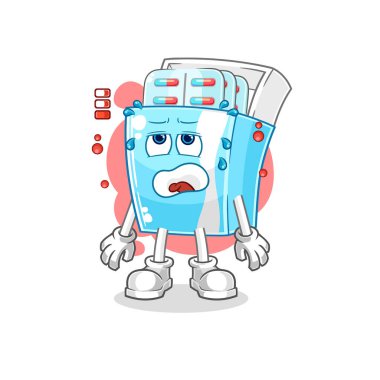 the medicine package low battery mascot. cartoon vector