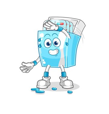 the medicine package stretching character. cartoon mascot vector