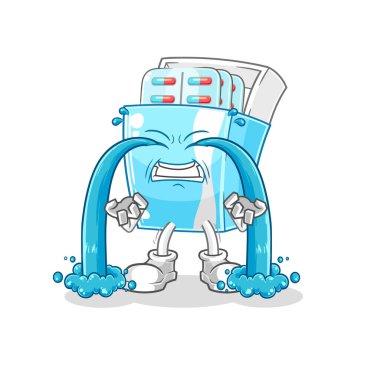 the medicine package crying illustration. character vector