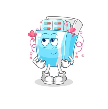 the medicine package shy vector. cartoon character