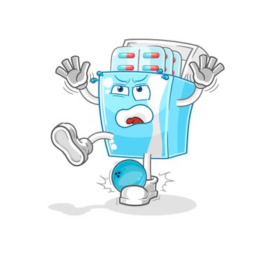 the medicine package hiten by bowling cartoon. cartoon mascot vector
