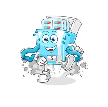 the medicine package runner character. cartoon mascot vector