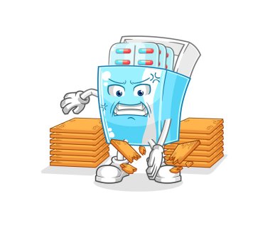 the medicine package karate mascot. cartoon vector