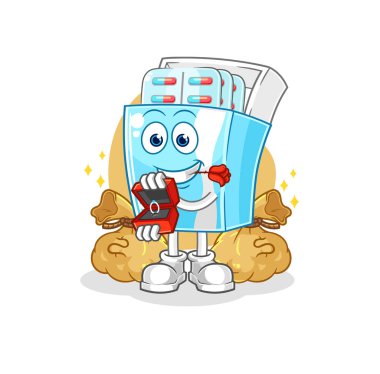 the medicine package propose with ring. cartoon mascot vector