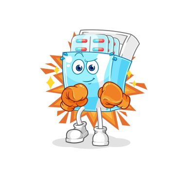 the medicine package boxer character. cartoon mascot vector