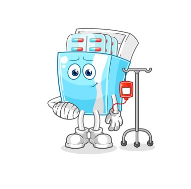 the medicine package sick in IV illustration. character vector
