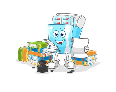 the medicine package writer vector. cartoon character