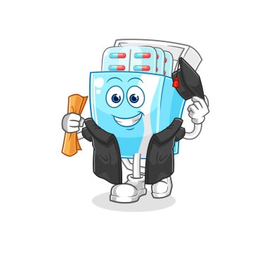 the medicine package graduation vector. cartoon character
