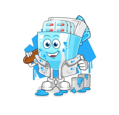 the medicine package painter illustration. character vector