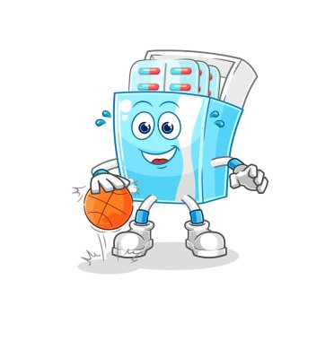 the medicine package dribble basketball character. cartoon mascot vector
