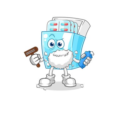 the medicine package shave facial hair vector. cartoon character