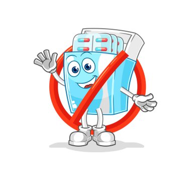 the say no to medicine package mascot. cartoon vector