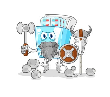 the medicine package viking with an ax illustration. character vector