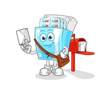 the medicine package postman vector. cartoon character