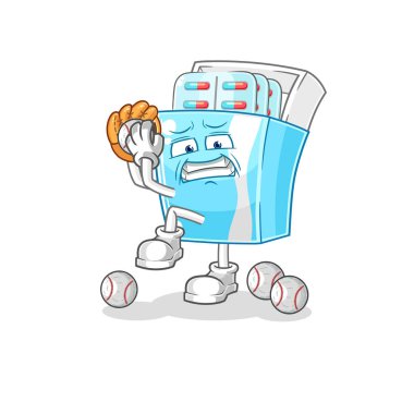 the medicine package baseball pitcher cartoon. cartoon mascot vector