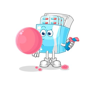 the medicine package chewing gum vector. cartoon character