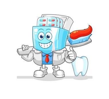the medicine package dentist illustration. character vector
