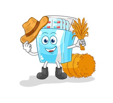 the medicine package farmer mascot. cartoon vector