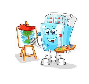 the medicine package artist mascot. cartoon vector