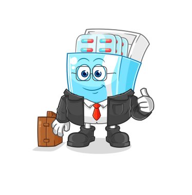 the medicine package office worker mascot. cartoon vector