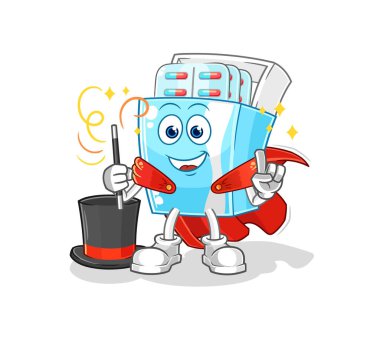 the medicine package magician illustration. character vector