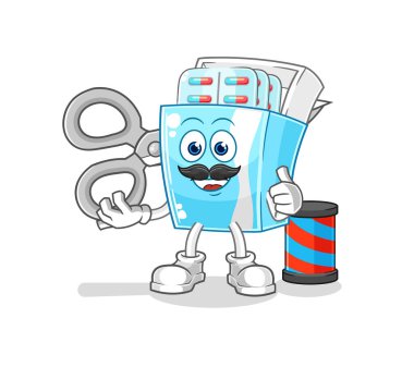 the medicine package barber cartoon. cartoon mascot vector
