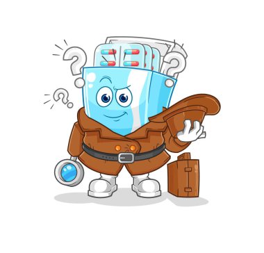 the medicine package detective vector. cartoon character