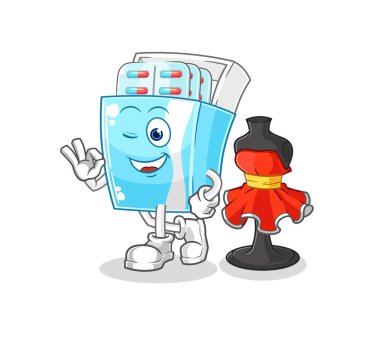 the medicine package fashion designer vector. cartoon character
