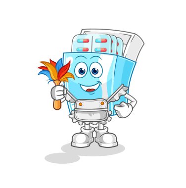 the medicine package maid mascot. cartoon vector