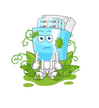 the medicine package waiting too long mascot. cartoon vector