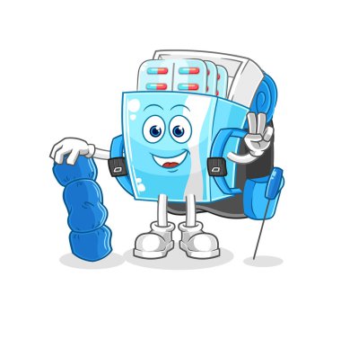 the medicine package go camping mascot. cartoon vector