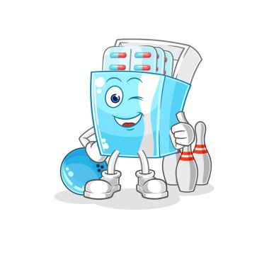 the medicine package play bowling illustration. character vector
