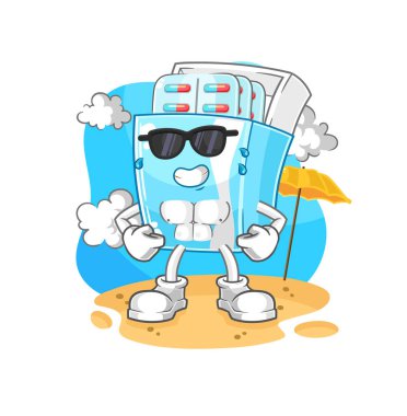 the medicine package sunbathing in summer. character vector