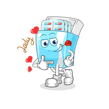 the medicine package flirting illustration. character vector