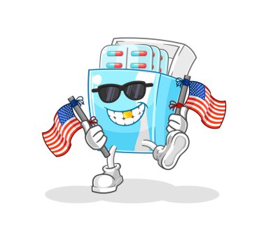 the medicine package american youth cartoon mascot vector