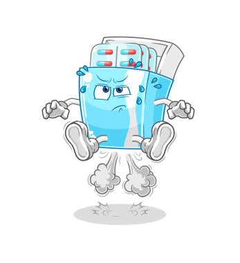 the medicine package fart jumping illustration. character vector