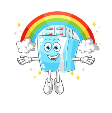 the medicine package with a rainbow. cartoon vector