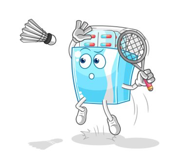 the medicine package smash at badminton cartoon. cartoon mascot vector