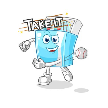 the medicine package throwing baseball vector. cartoon character