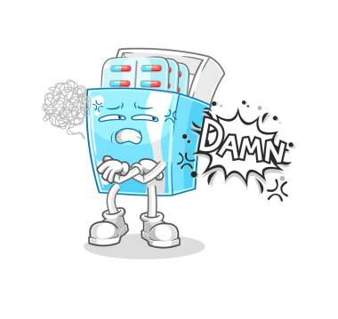 the medicine package very pissed off illustration. character vector
