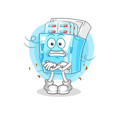 the medicine package cold illustration. character vector